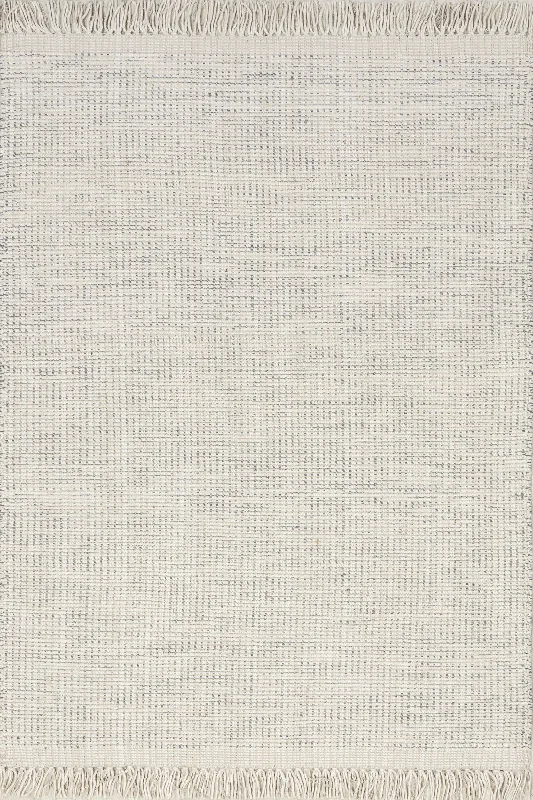 Abigail Solid Wool Fringed Rug | Ivory