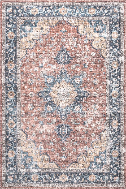 Adina Washable Distressed Rug | Blue