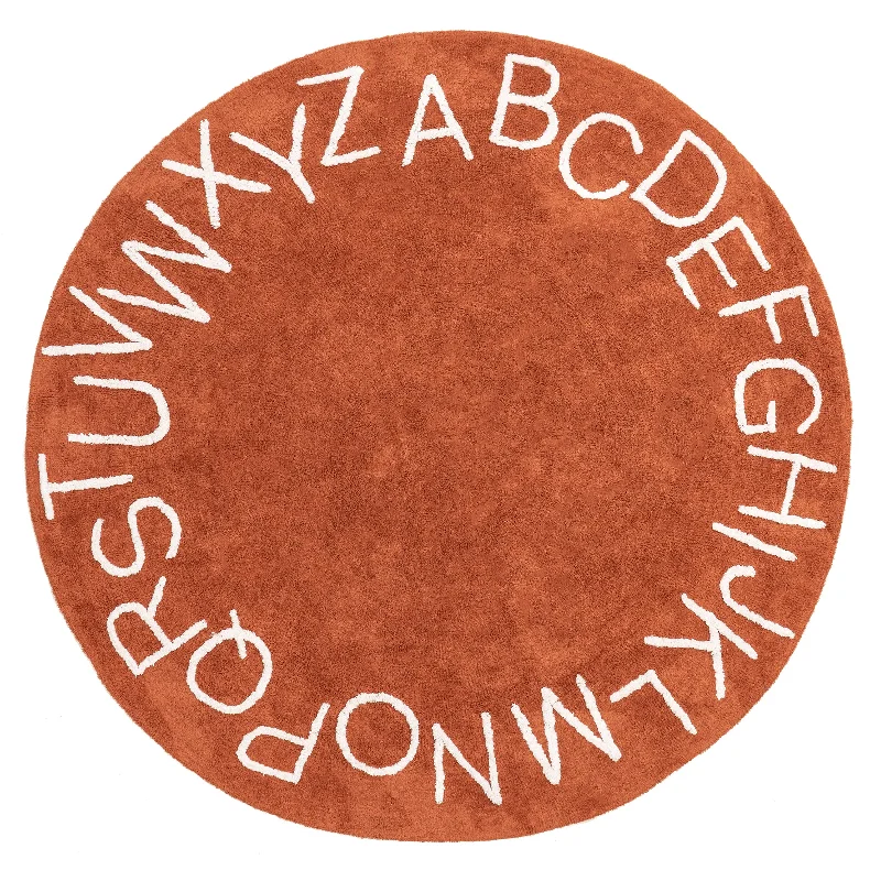 Alphabet Nursery Washable Rug | Rust