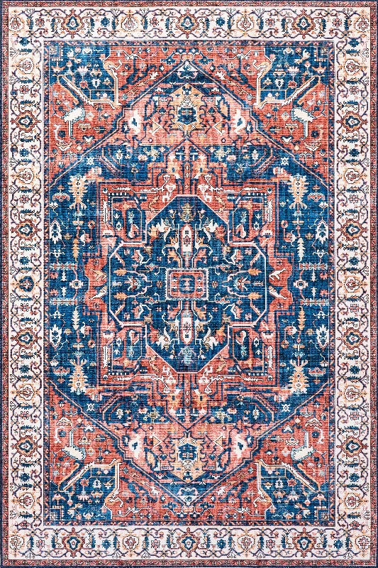 Atrium Medallion Washable Rug | Rust