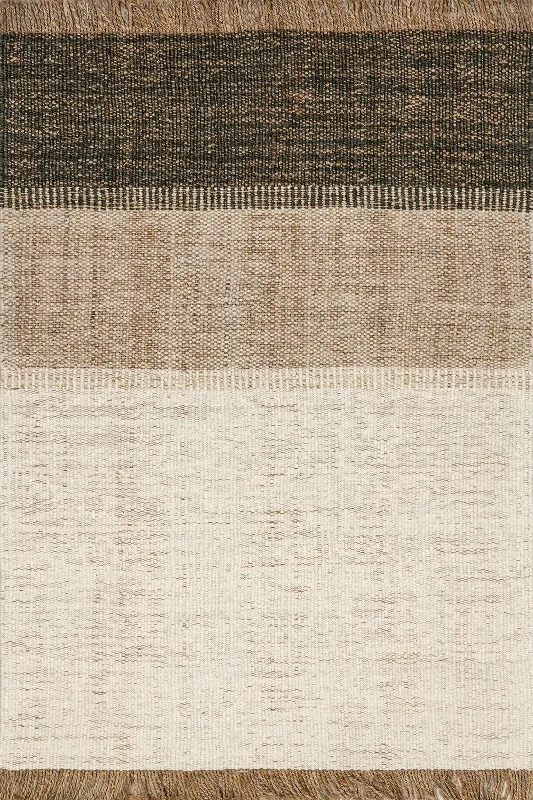 Belinda Striped Fringed Rug | Dark Grey