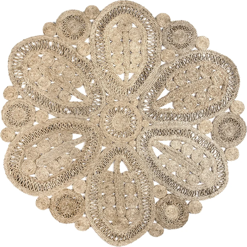 Braided Floral Blossom Rug | Natural