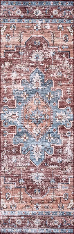 Castle Medallion Washable Rug | Rust