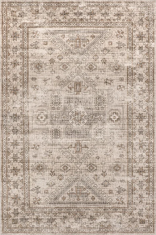 Chantel Washable Geometric Rug | Light Brown