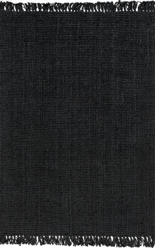 Chunky Jute Tasseled Rug | Black