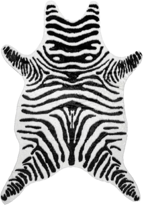 Clara Zebra Washable Rug | Black