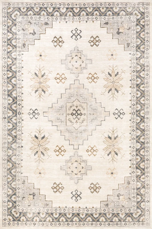 Clovebud Medallion Washable Rug | Grey