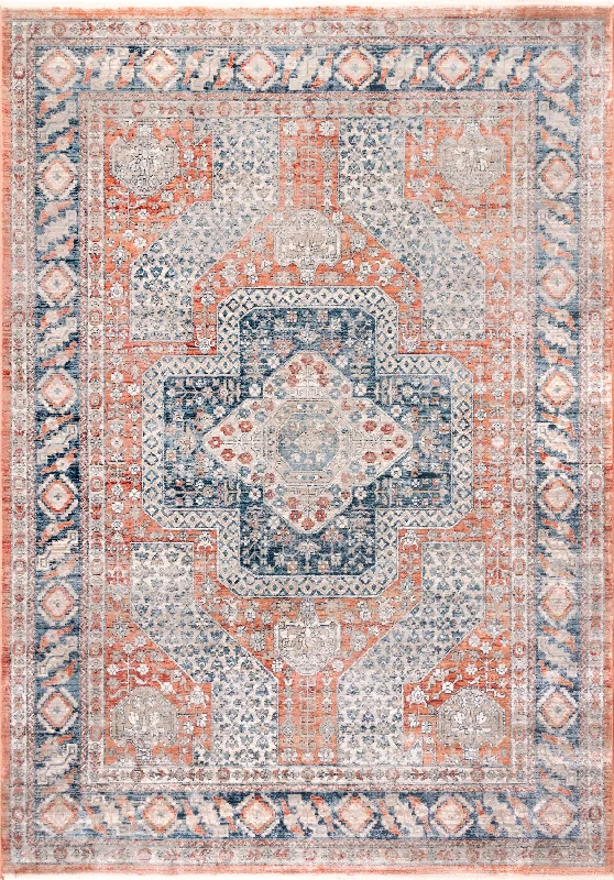 Distressed Medallion Rug | Rust