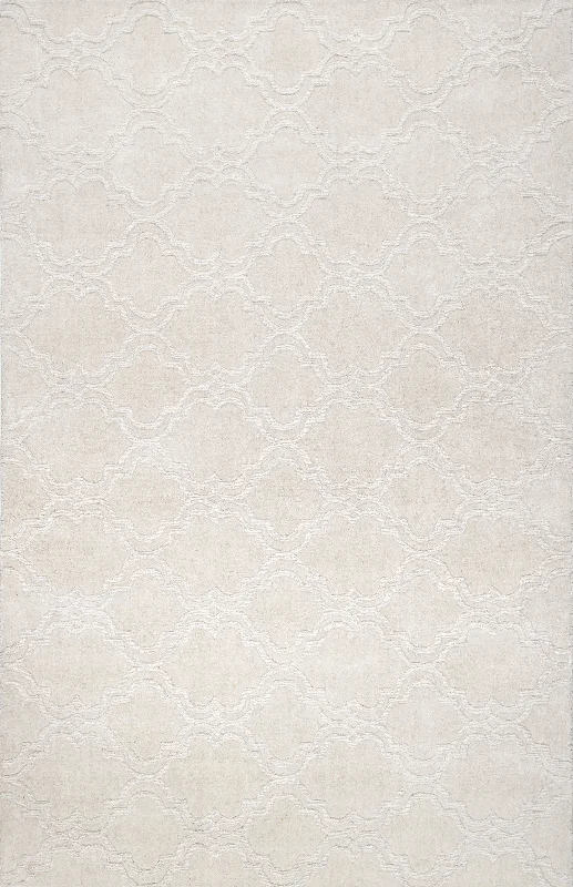 Double Carved Trellis Rug | Cream