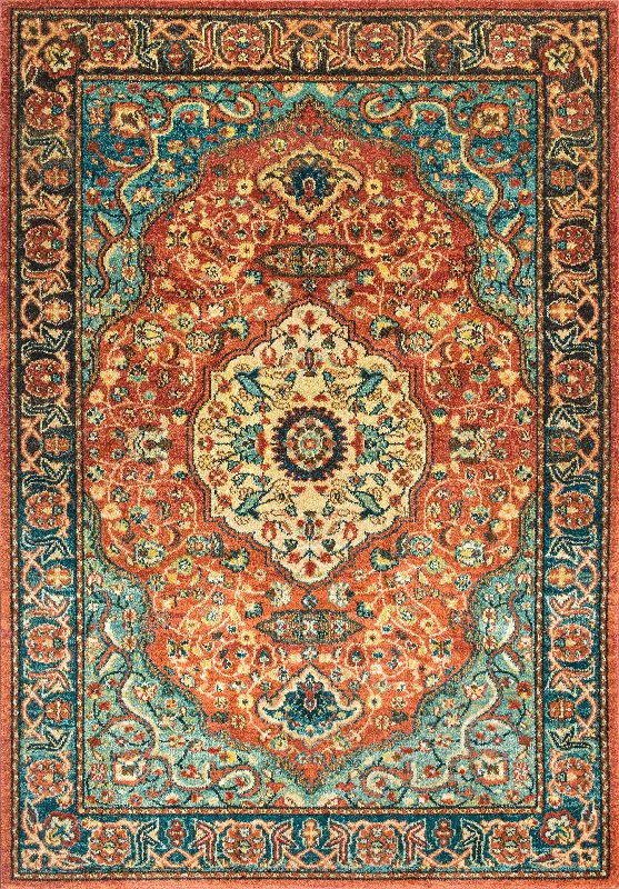 Double Floral Medallion Rug | Rust