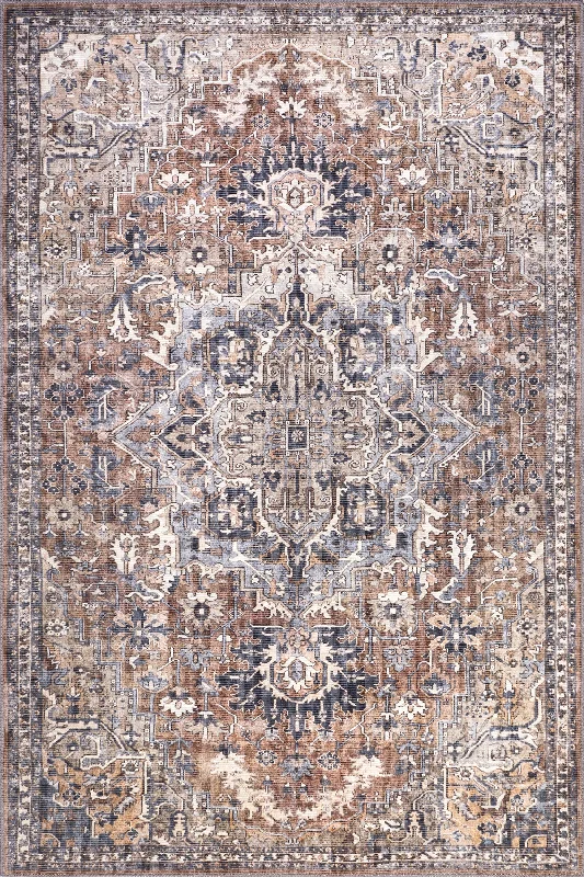 Elisabet Traditional Persian Washable Rug | Light Rust