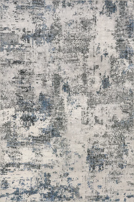 Faded Abstract Washable Rug | Blue Grey