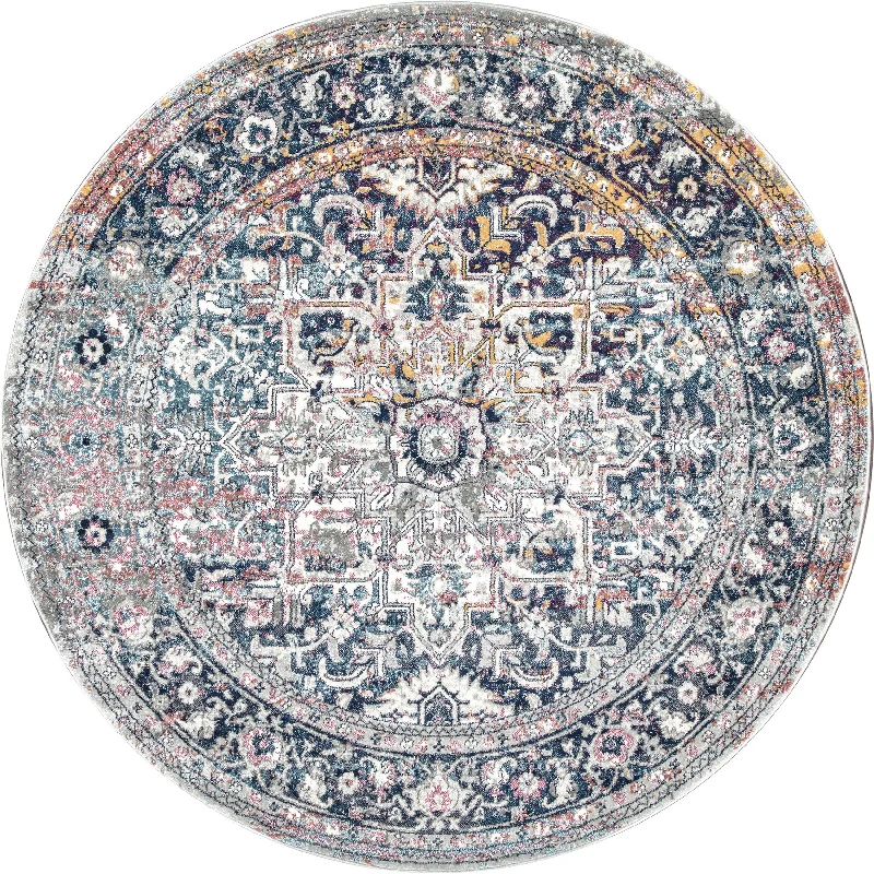 Faded Star Petal Emblem Rug | Blue