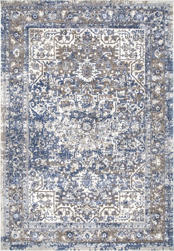 Faded Star Petal Emblem Rug | Light Blue