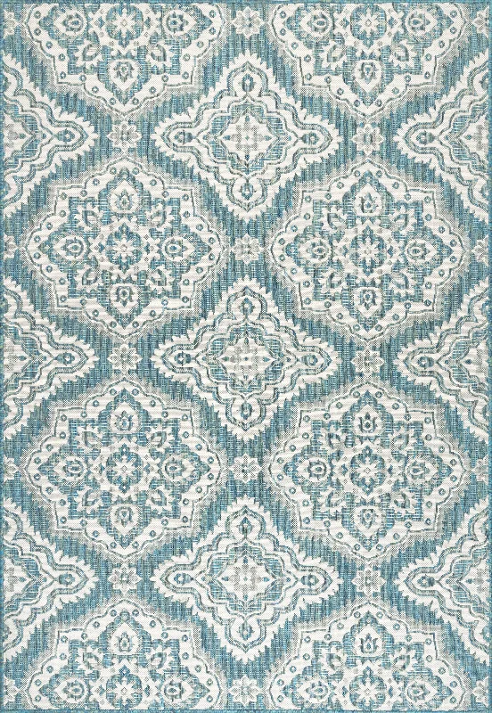 Floral Trellis Indoor/Outdoor Rug | Teal