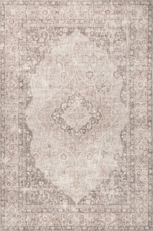 Gianna Blossom Washable Rug | Taupe