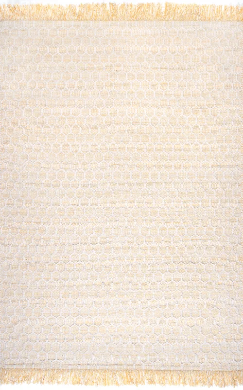 Hive Fringed Rug | Beige