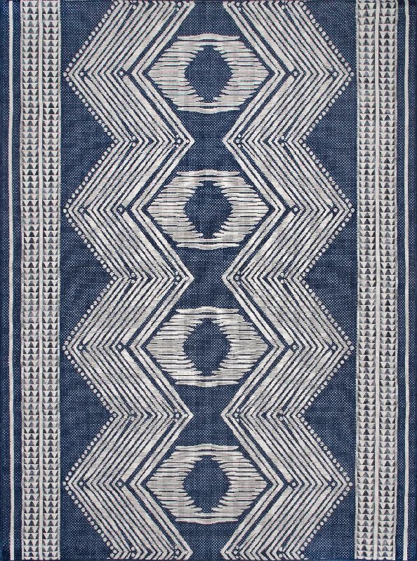 Iris Totem Indoor/Outdoor Flatweave Rug | Navy