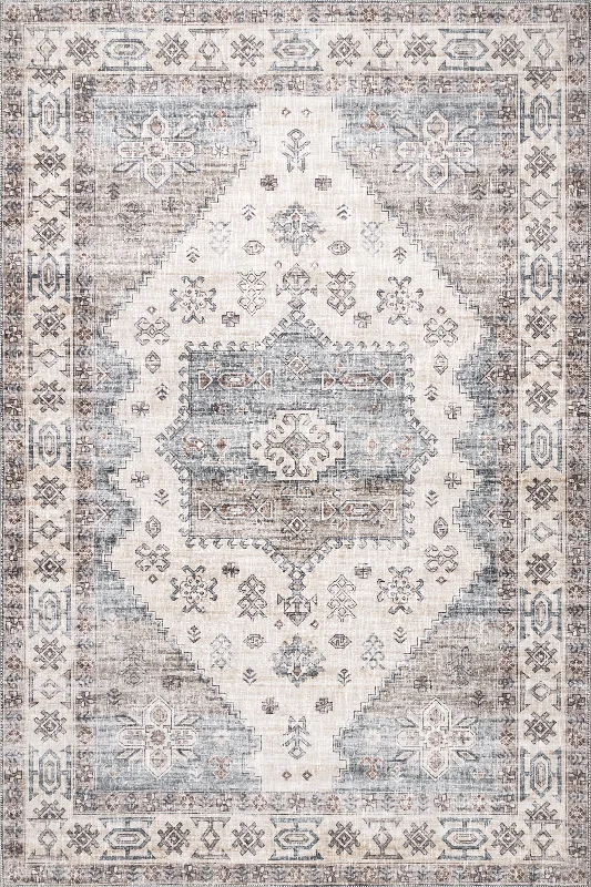 Joyce Medallion Washable Rug | Beige