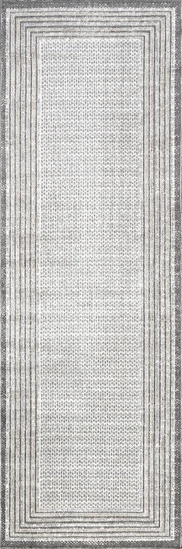 Junie Washable Bordered Rug | Grey