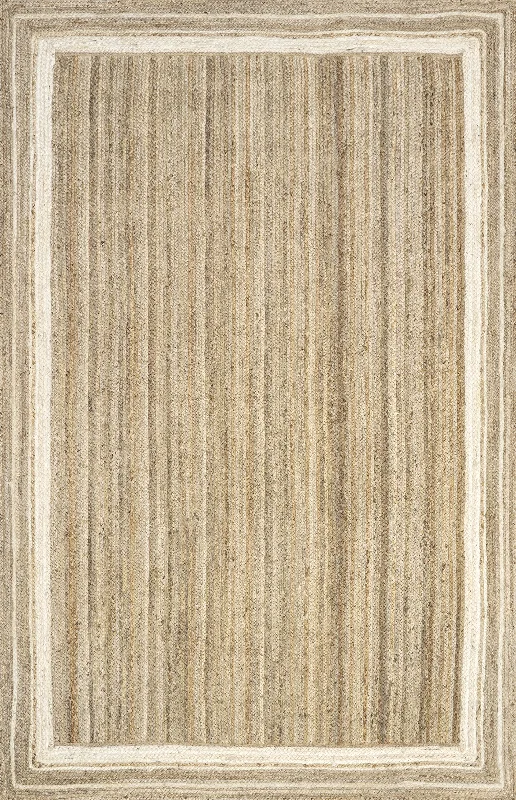 Jute Braided Saturn Border Rug | Off White