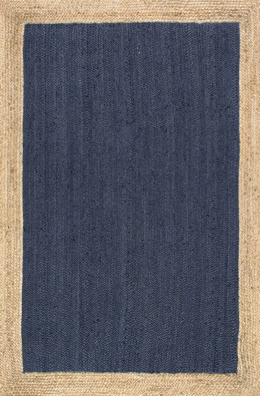 Jute Simple Border Rug | Navy