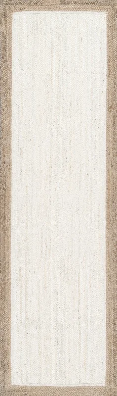 Jute Simple Border Rug | White