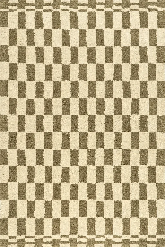 Kai Checkerboard Wool Rug | Olive