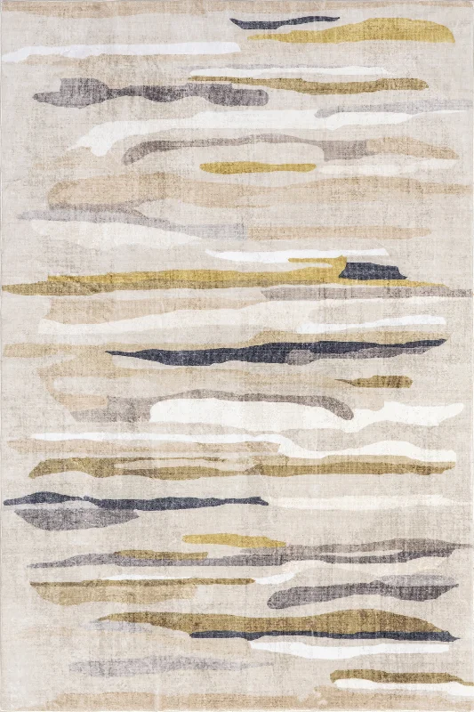 Kailee Watercolor Strokes Washable Rug | Beige