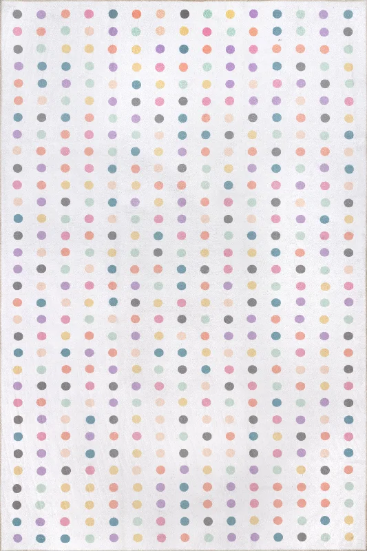 Lila Polka Dotted Washable Rug | Ivory