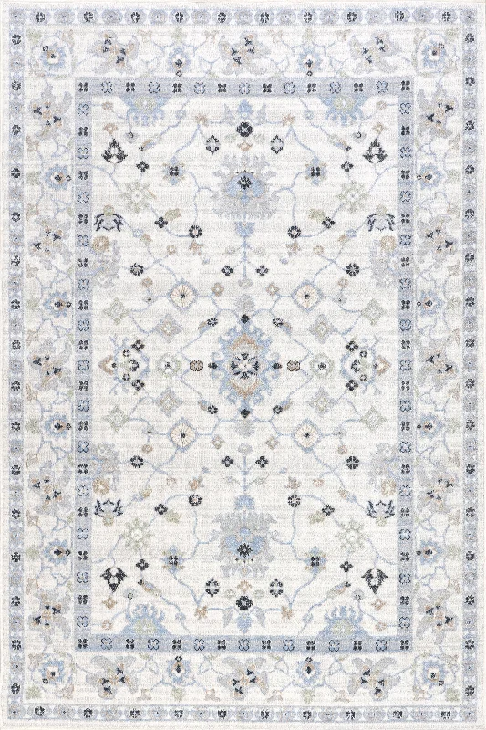 Lilliana Floral Medallion Washable Rug | Light Blue