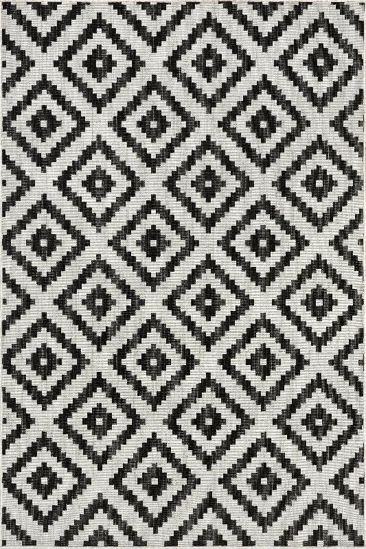 Mallia Moroccan Trellis Indoor/Outdoor Rug | Black & Off White