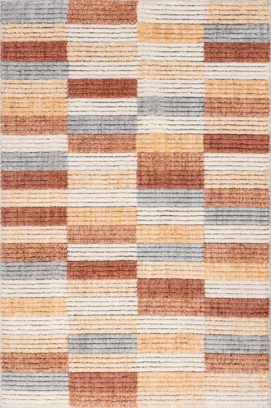 Mariposa Blocked Geometric Rug | Terracotta