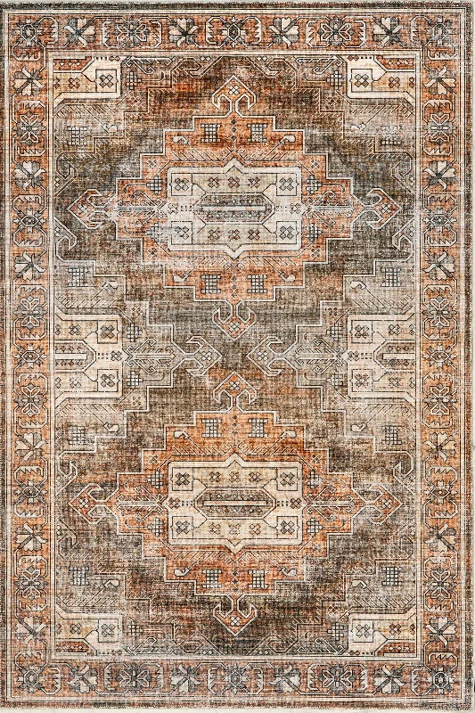 Maye Persian Washable Rug | Brown