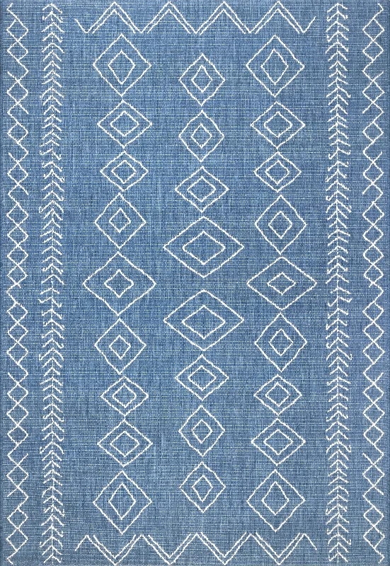 Moroccan Diamonds Indoor/Outdoor Rug | Blue