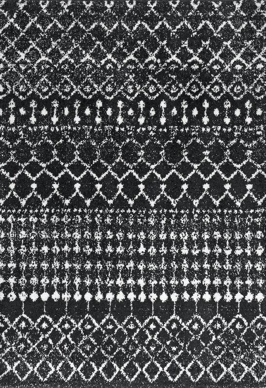 Moroccan Trellis Soft Shag Rug | Black