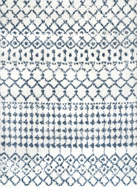 Moroccan Trellis Soft Shag Rug | Blue