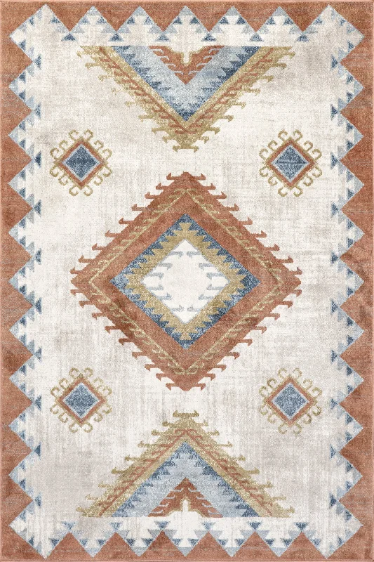 Nevaeh Tribal Bordered Rug | Rust