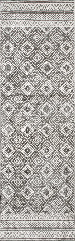 River Washable Diamond Rug | Grey