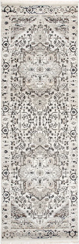 Rosette Medallion Fringed Rug | Beige