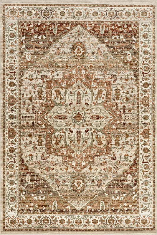 Rosette Medallion Fringed Rug | Brown