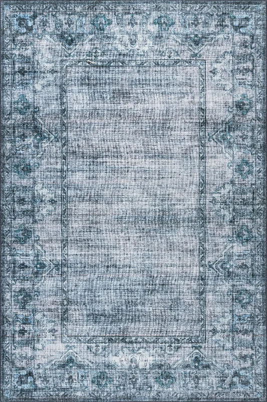 Sahara Distressed Washable Rug | Blue