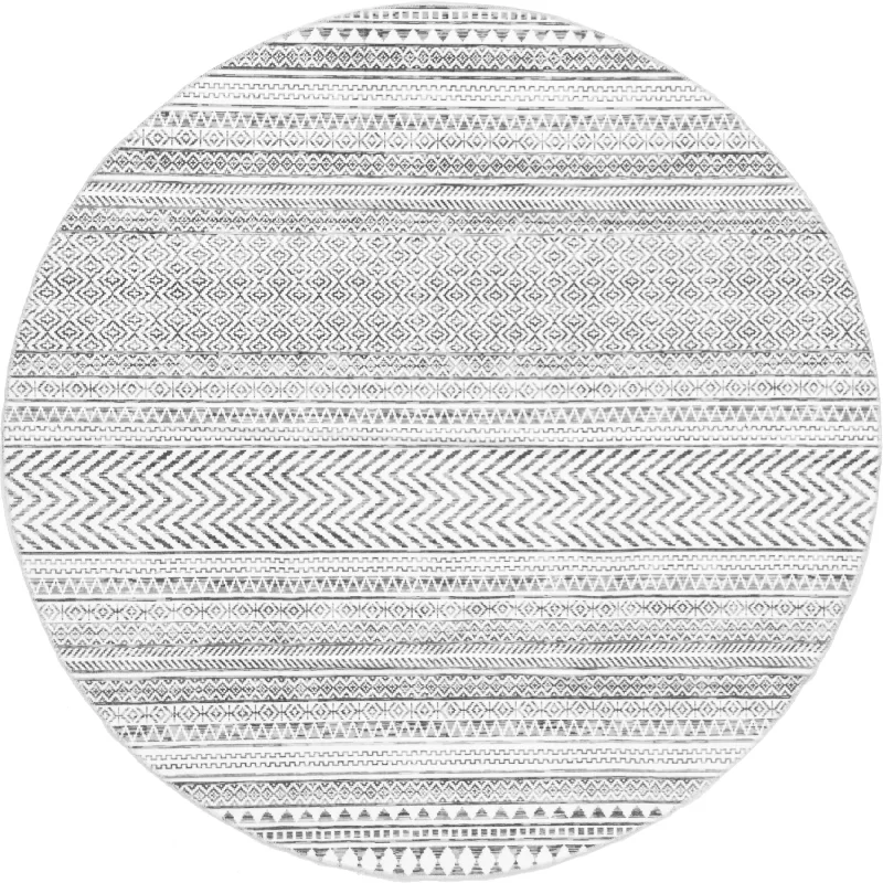 Tribal Banded Washable Rug | Grey