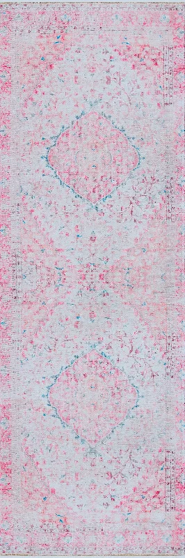 Washable Medallion Flatweave Rug | Pink