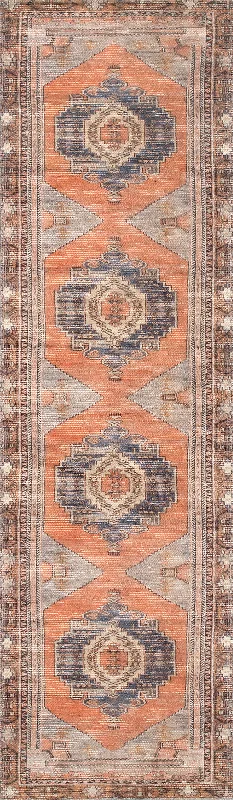 Washable Southwestern Medallion Rug | Orange