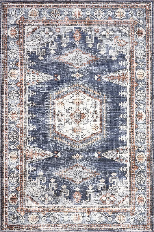 Wenonah Classic Medallion Washable Rug | Blue