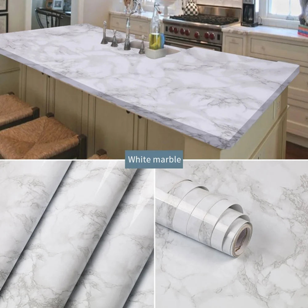 Self Adhesive DIY Wallpaper Marble Sticker Waterproof Heat Resistant Oil-proof  Kitchen Countertops Table Cupboard WallPaper