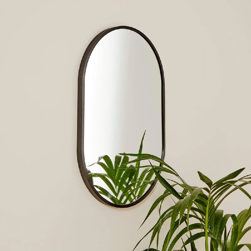 Lowesby 60X40cm Metal Capsule Mirror - Black