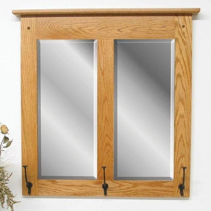 Amish Classic Mission Double Wall Mirror with Hooks