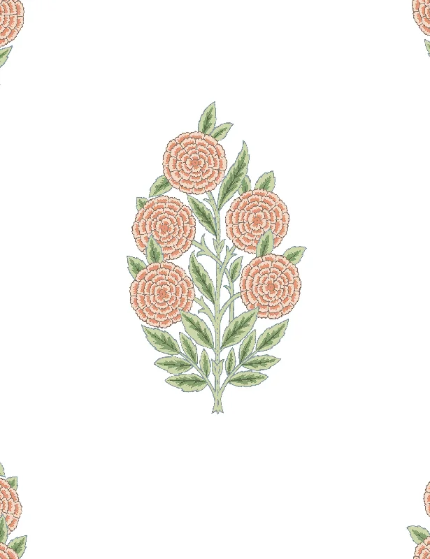 Dutch Floral Peel + Stick Wallpaper by Tamara Day, Coral